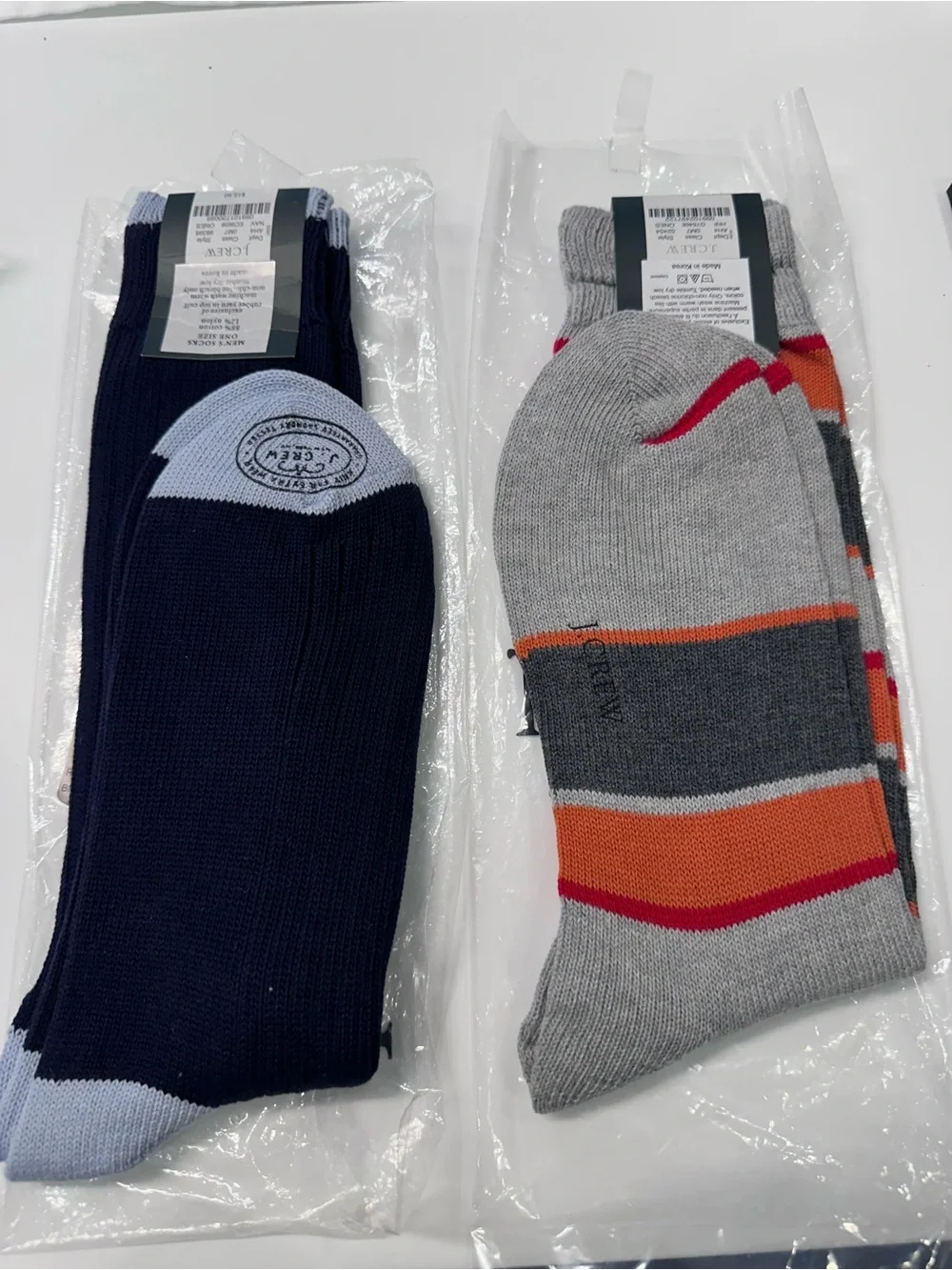 Men's J. Crew Sock Bundle (4) pairs  - Grey, Green & Navy Assorted